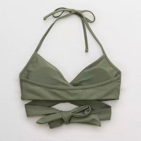 Aerie BNWT Geeen Halter Wrap Bikini Top size Small - Picture 3 of 4